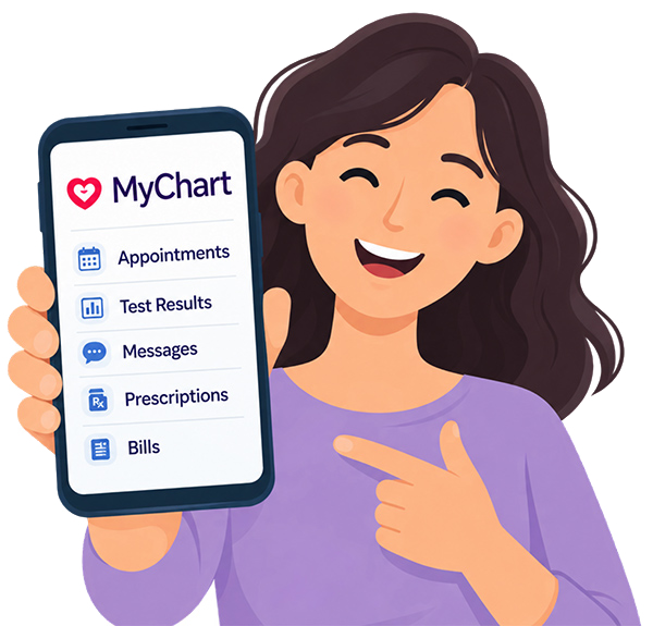 Woman with MyChart mobile app