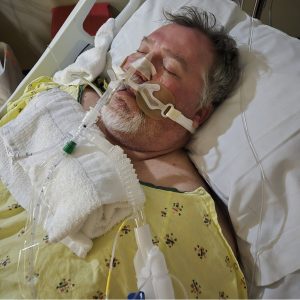 Man in a coma after anhydrous ammonia accident.