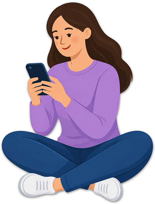 woman on phone graphic