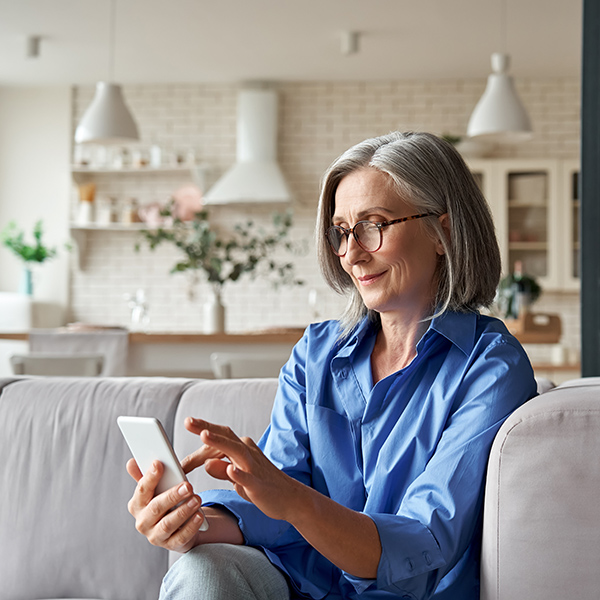 woman on phone mychart app